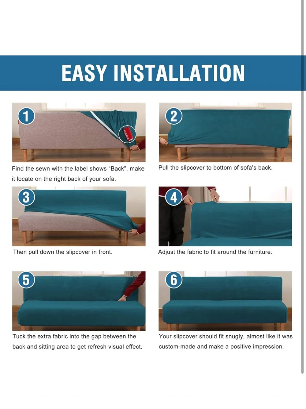 Teal Futon Slipcover Stretch Velvet Sofa Cover